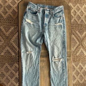 Levi's 501 Vintage Light Blue Distressed Straight Jeans